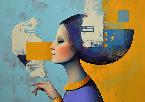Portrait de femme - Sérénité dans les contours abstraits