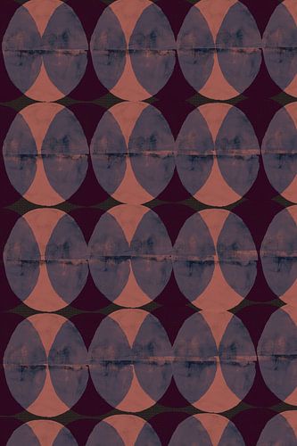 Retro geometrisch patroon. Cirkels in violet, roze terra en bruin.