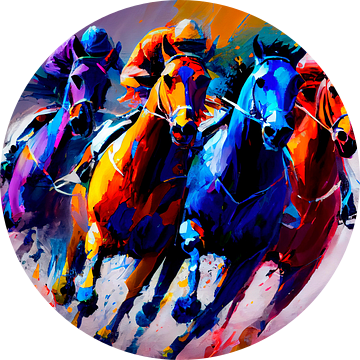 Impressionistisch schilderij van de paardensport. Deel 1 van Maarten Knops