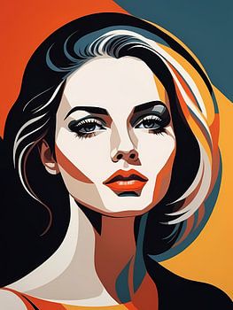 Pop Art Woman Portrait Abstract Geometric Art