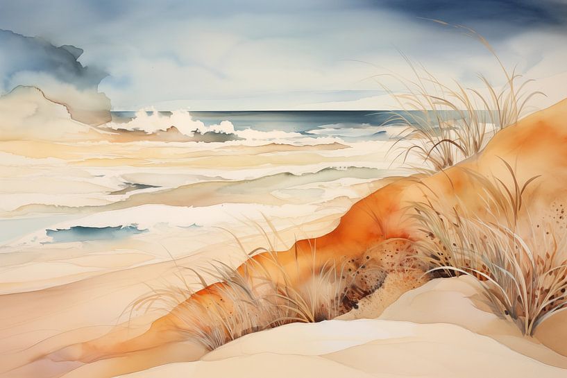 Aquarell Dünen von NJ Midnight Studio