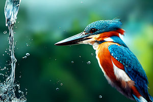Eisvogel auf dem Wasser, Illustration