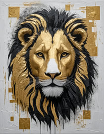 Textured Portrait of a Golden Lion by Rowelki_Art