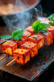 Gegrillte Tofu-Spieße mit frischer Minze von Poster Art Shop