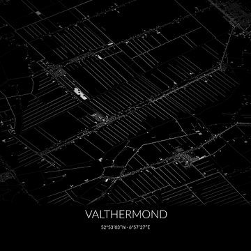 Zwart-witte landkaart van Valthermond, Drenthe. van Rezona