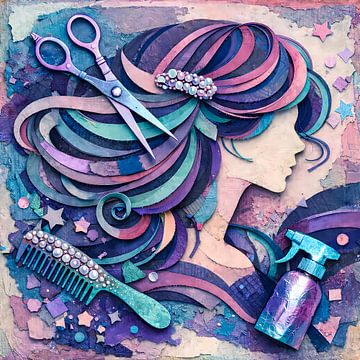 Colourful Collage Woman Hair Salon