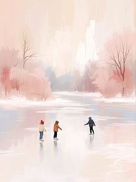 Schaatsende schoolkinderen van Kim Karol / Ohkimiko