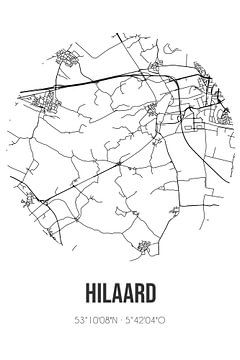 Hilaard (Fryslan) | Karte | Schwarz und weiß von Rezona