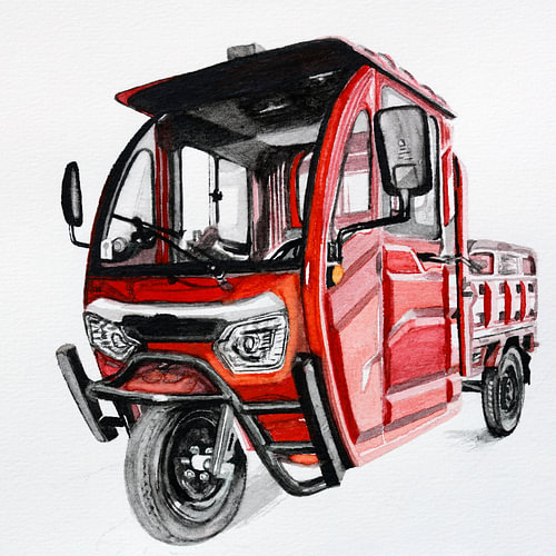 Piaggio Ape, roter Pritschenwagen