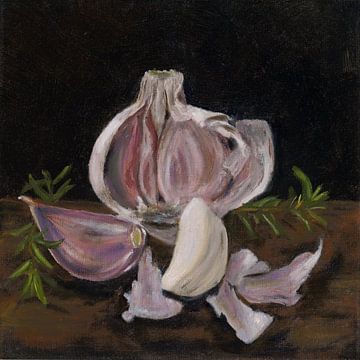 garlic and rosemary oil paint by Astrid van de Ven