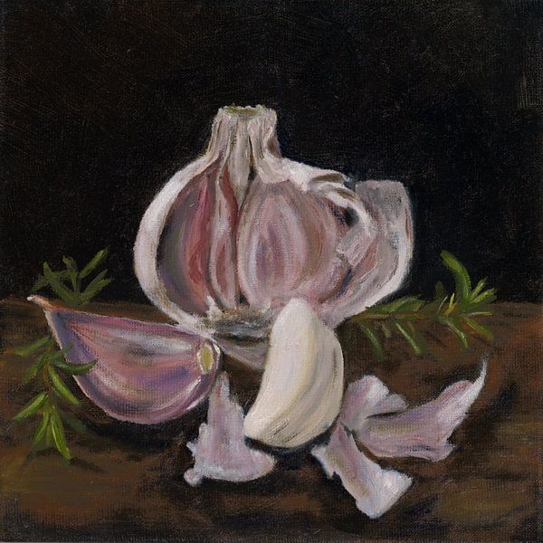 garlic and rosemary oil paint by Astridsart