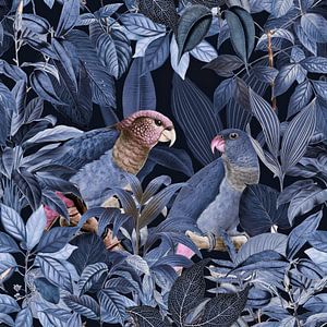 Parrots Jungle Paradise Blue von Andrea Haase