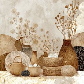 Nature morte Vases | Élégance naturelle sur Peintures accrocheuses