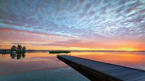 Jetty Lake Leekstermeer during sunrise