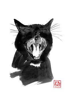yawning cat by Péchane Sumie