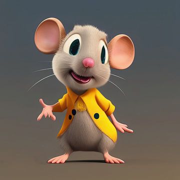Illustration d'une souris mignonne dans une veste jaune sur Laly Laura