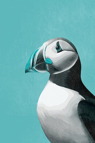 Puffin in Bluegreen