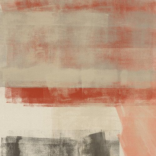 Paysage abstrait minimaliste dans les tons chauds de terracotta, beige et taupe sur Dina Dankers