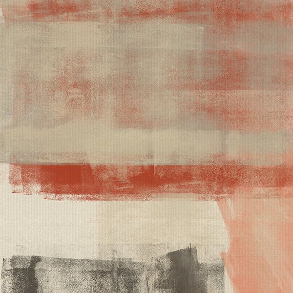 Abstract minimalist landscape in warm terracotta, beige and taupe by Dina Dankers