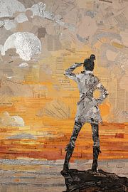 Frau in Silhouette | Frau blickt zum Horizont