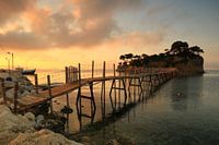 Wooden walkway to island off the coast