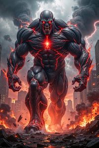 Dark Fantasy Wandbild: XEROTH – Der ausserirdische Titan im Chaos