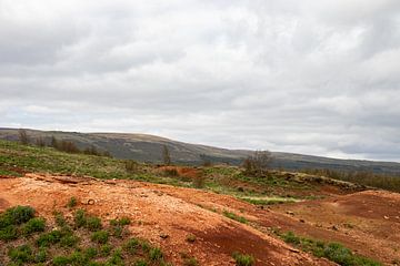 Landschap met oranje gekleurde grond in IJsland | Reisfotografie van Kelsey van den Bosch