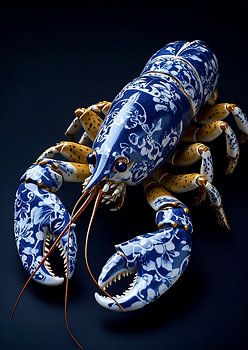 Lobster in delft blue, lobster, artistic lobster - no. 6