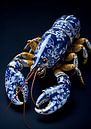 Kreeft in delfts blauw, blauwe achtergrond van Dunto Venaar thumbnail