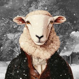 Sheep - a winter Portrait by Marja van den Hurk