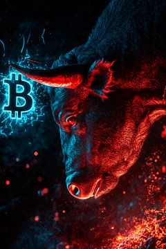 Bull with Bitcoin symbol - Dynamic by Poster Art Shop