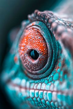 Close-up van een kameleonoog van Poster Art Shop