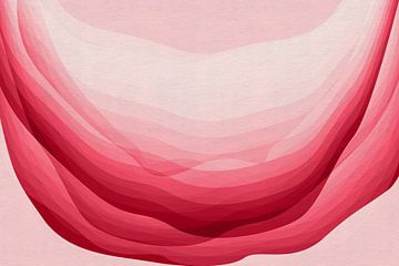 Modern abstract landschap in roze, rood, wit van Dina Dankers