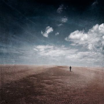 Nowhere - Lonely figure wanders across deserted plain by Dirk Wüstenhagen