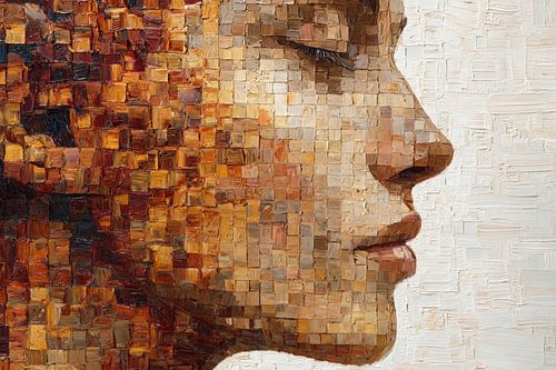 Mosaic Soul – Abstraktes Porträt in warmen Farbtönen