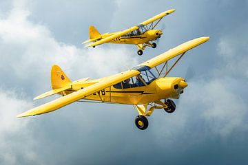 Piper Super Cub vliegtuigen in formatie