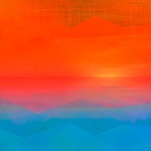 Sonnenaufgang über dem Meer ein moderner Pop Art Expressionist in Orange und Gelb