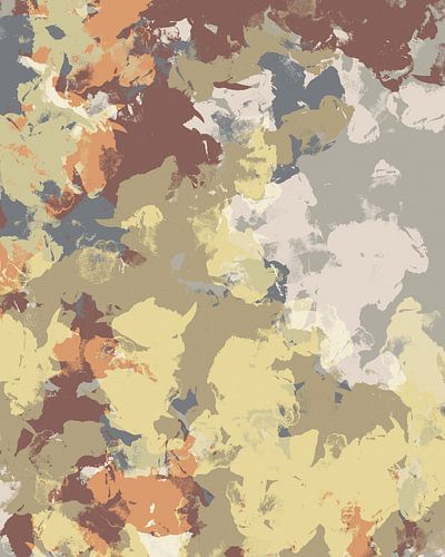 Organische vormen. Moderne abstracte kunst in geel, bruin, grijs en oranje