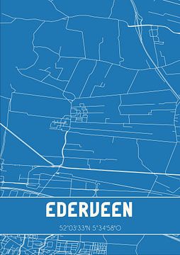 Blauwdruk | Landkaart | Ederveen (Gelderland) van MijnStadsPoster