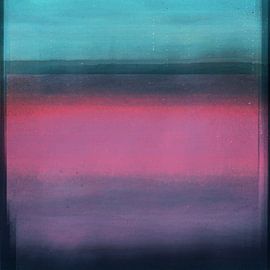 Luminous colorblocks. Modern abstract art in neon colors. Light blue, pink and purple. by Dina Dankers