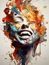 Happy Painted Female Face by Raymond Wijngaard thumbnail