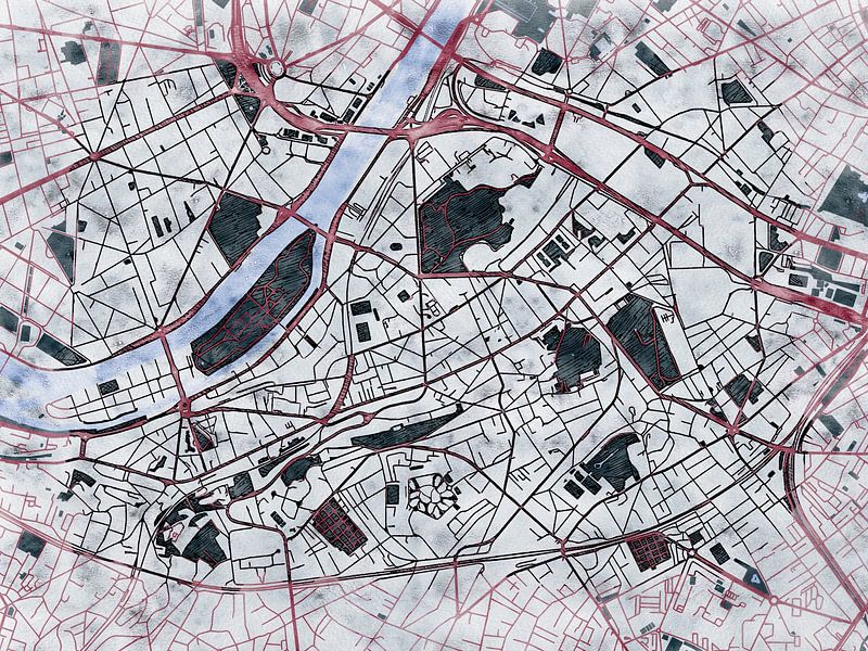 Map of Issy-les-Moulineaux with the style 'White Winter' by Maporia