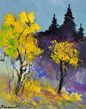 Twee gele bomen van pol ledent