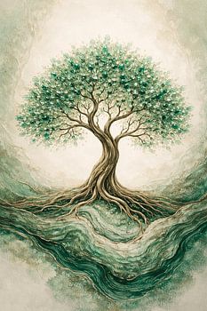 Emerald Tree of Life and Green Agate Roots