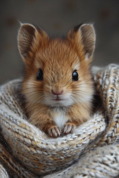 Animal mignon enveloppé dans une couverture chaude par Art & Soul Creations