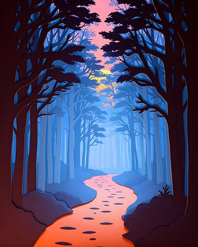 Betoverend pad bij zonsondergang