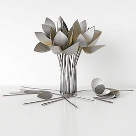 Floral arrangement made of metal by Uwe Merkel