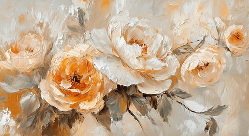 Bloemen in beige en oranje