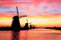 Kinderdijk bij zonsopkomst