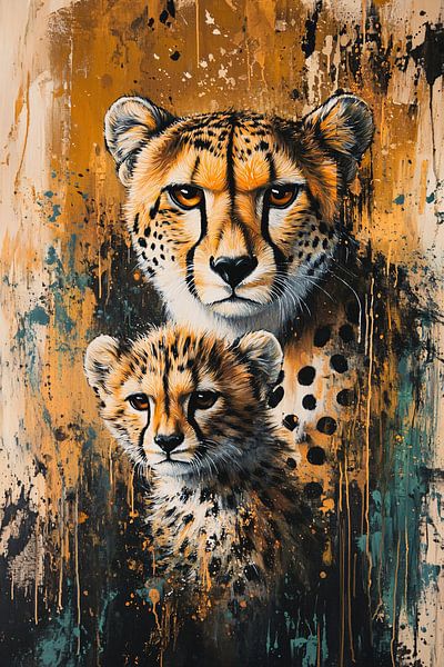 Ausdrucksstarker Gepard und Jungtier von Imperial Art House